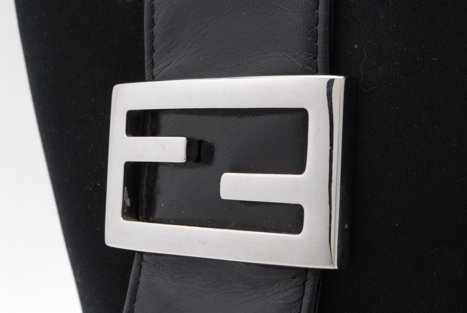Rare* FENDI Mamma Spandex Nylon Leather Handbag Black