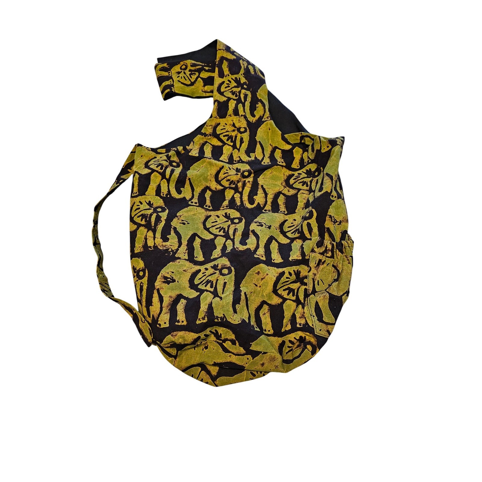 Sling Bag – All Over Elephant Print by Outreach Uganda Handmade Green Black