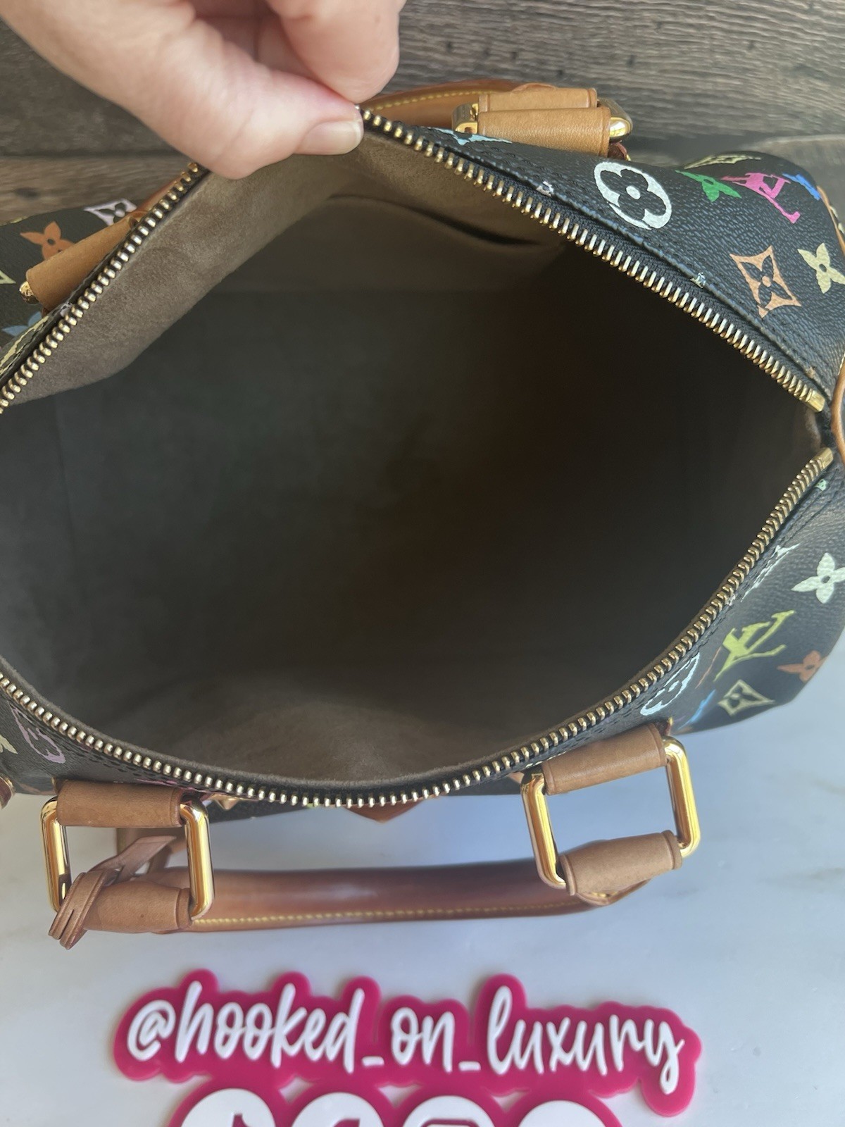 Authentic Louis Vuitton Takashi Murakami Black Multicolor Speedy 30 Handbag Bag