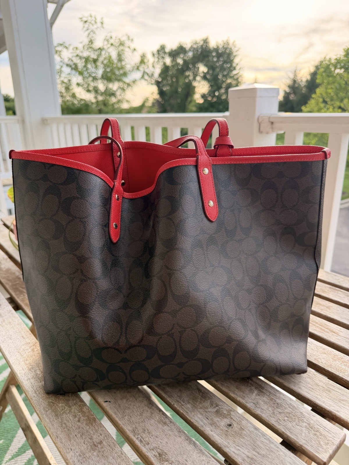 Coach City Tote in Signature Canvas with Matching Storypatch Zip Pouch