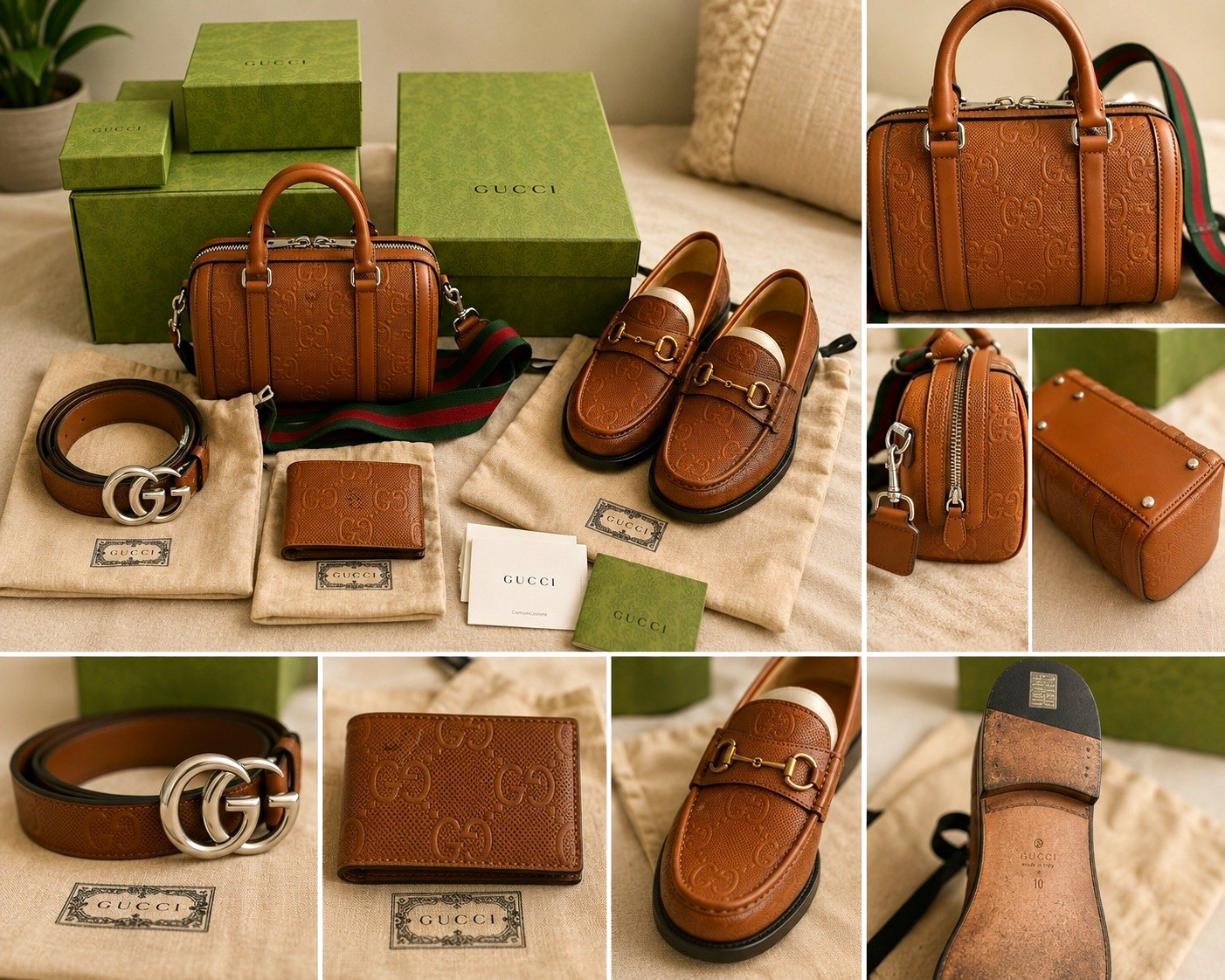 Authentic Gucci GG Leather Collection (Complete Matching Set)