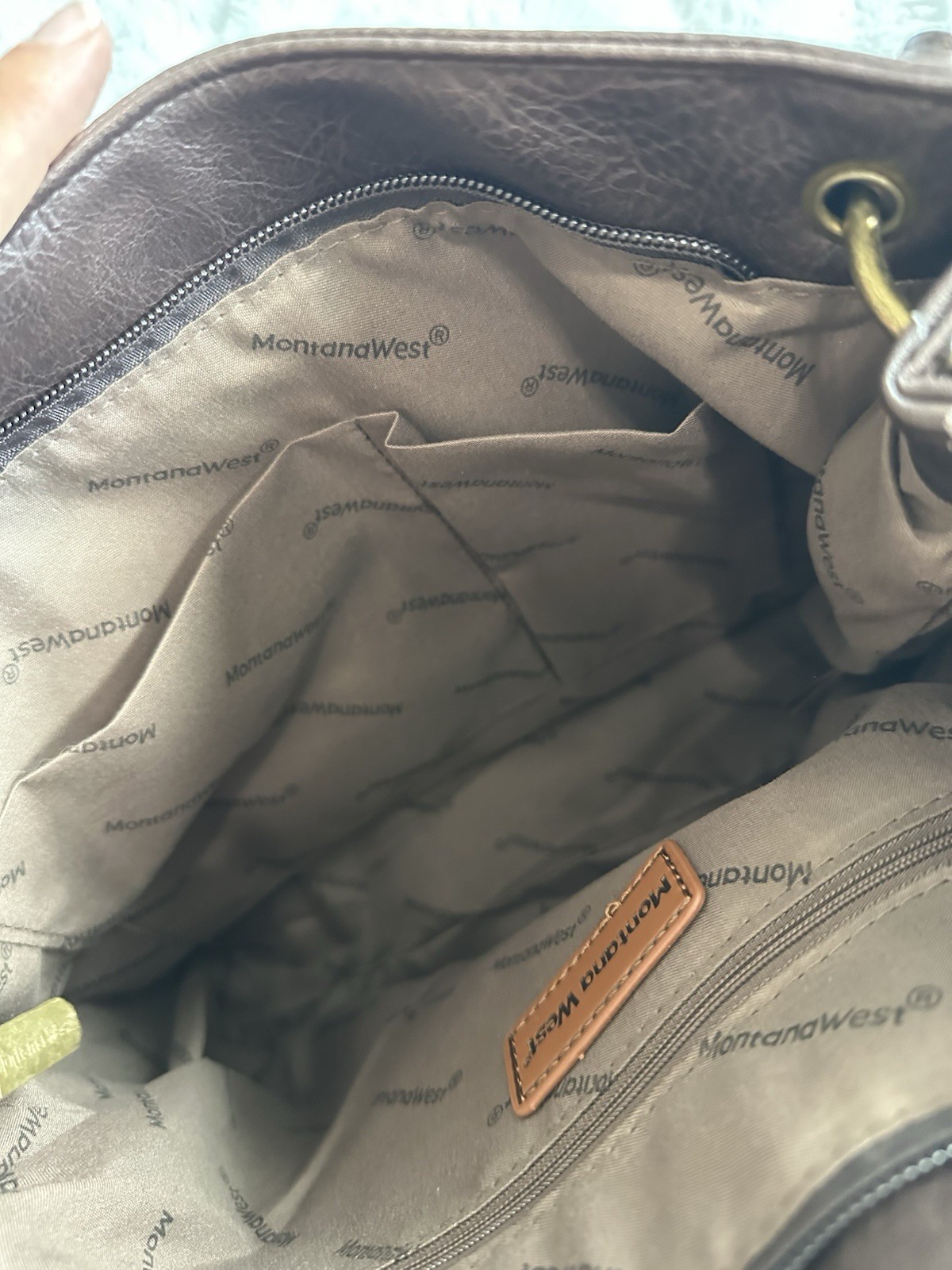 Montana West Brown Shoulder Bag, Zip Closure, Gold Hardware, Inner/Outer Pockets