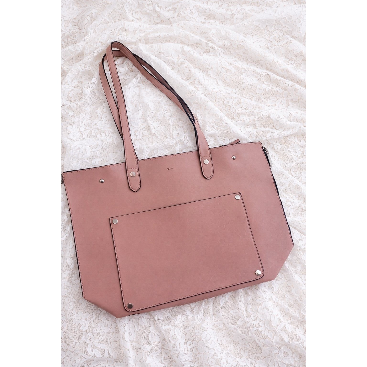 COLAB Blush Pink Structured Tote – Chic Everyday Essential