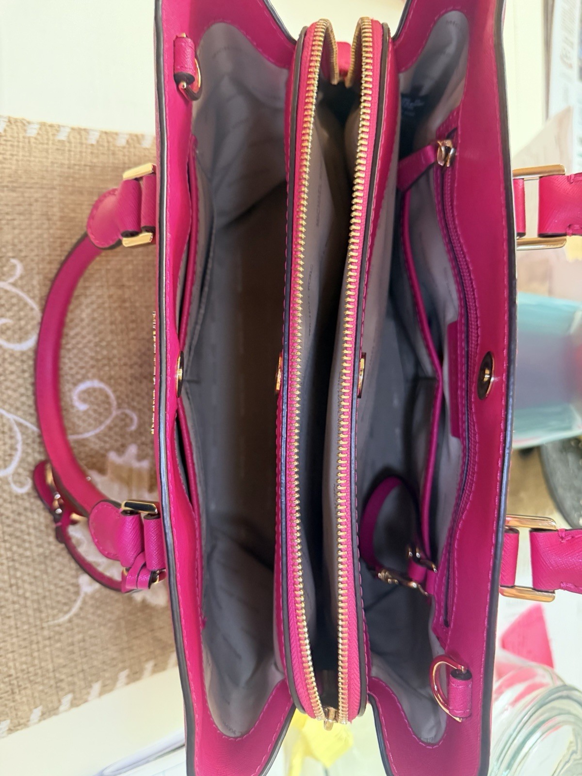 Michael Kors Pink Satchel Top Handle, Zip/Snap, Detachable Crossbody + Wallet