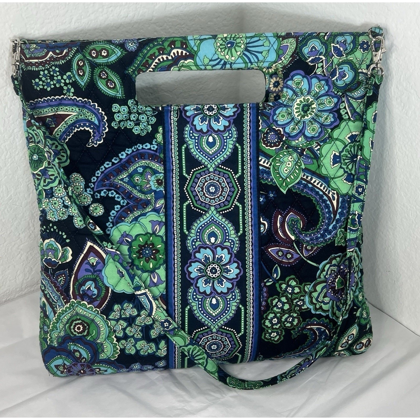 Vera Bradley Rhapsody Quilted Cotton Crossbody Tote Bag Paisley Floral Print