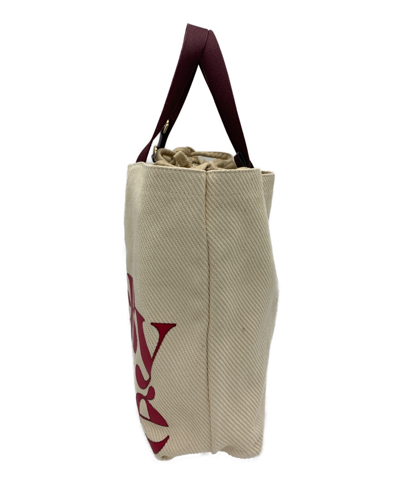 Chloe Dice Motif Tote Bag Beige Brown Canvas Women Gold Hardware 30cm 27.5cm
