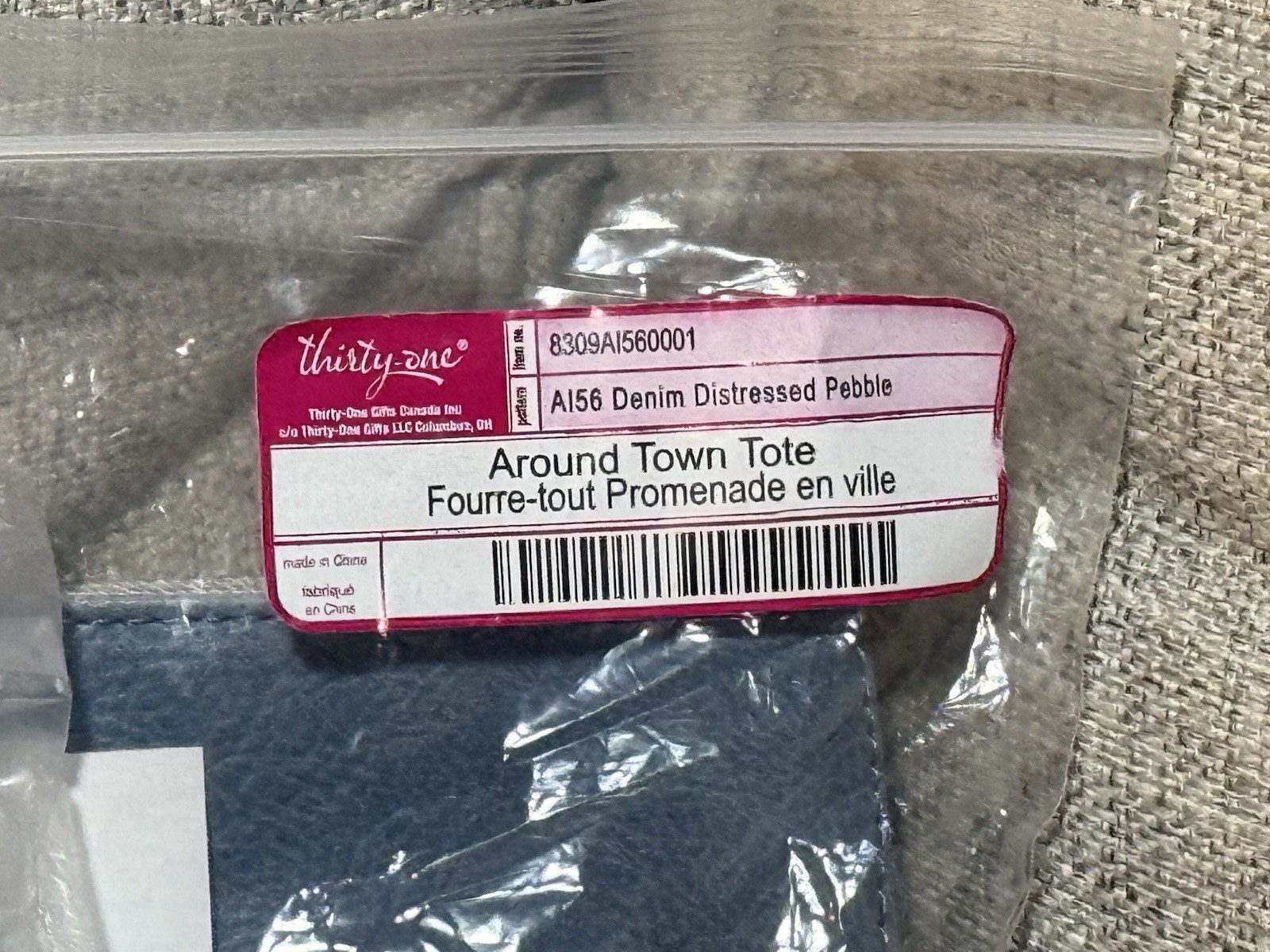 Thirty-One Around Town Tote in Denim Distressed Pebble (Blue)!! New With Tags