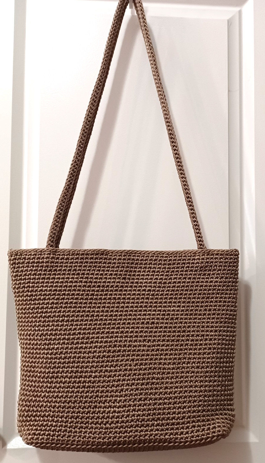 THE SAK Beige/Cream Crochet Knit Crossbody Bag, Shoulder Handbag 10×11.5 “
