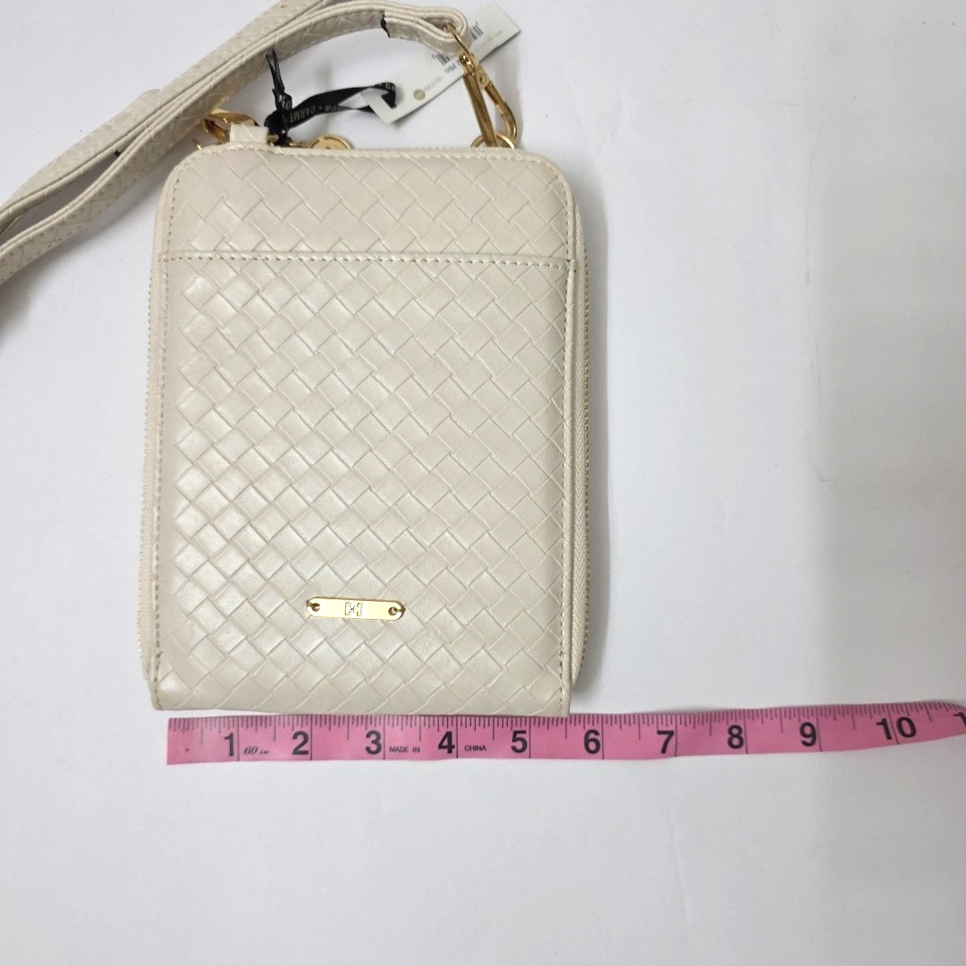 Coco+Carmen Cream Crossbody Organizer Wallet Purse Herringbone Adjustable Strap