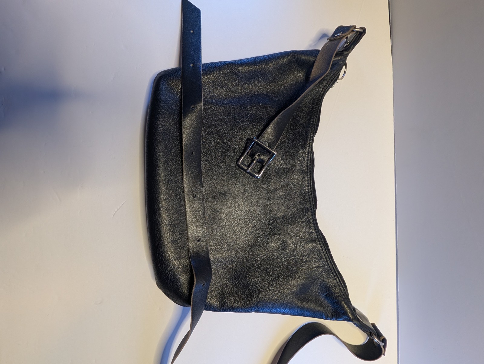 Harley Davidson Black Leather Shoulder Bag Purse Embossed Logo VTG 8 in. x 11in.