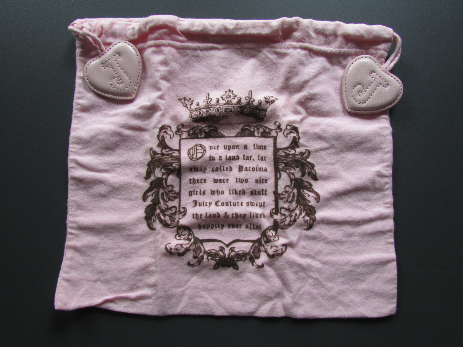 Juicy Couture Dust Storage Bag Fairytale Cotton Pink 12 in x 11 in New Vintage