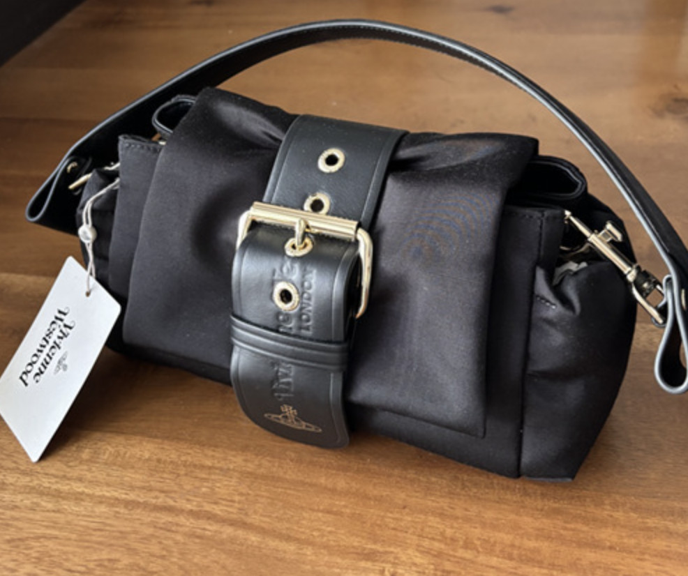 Vivienne Westwood Hazel Treasure Moire Handbag Gold Orb Punk Pocket