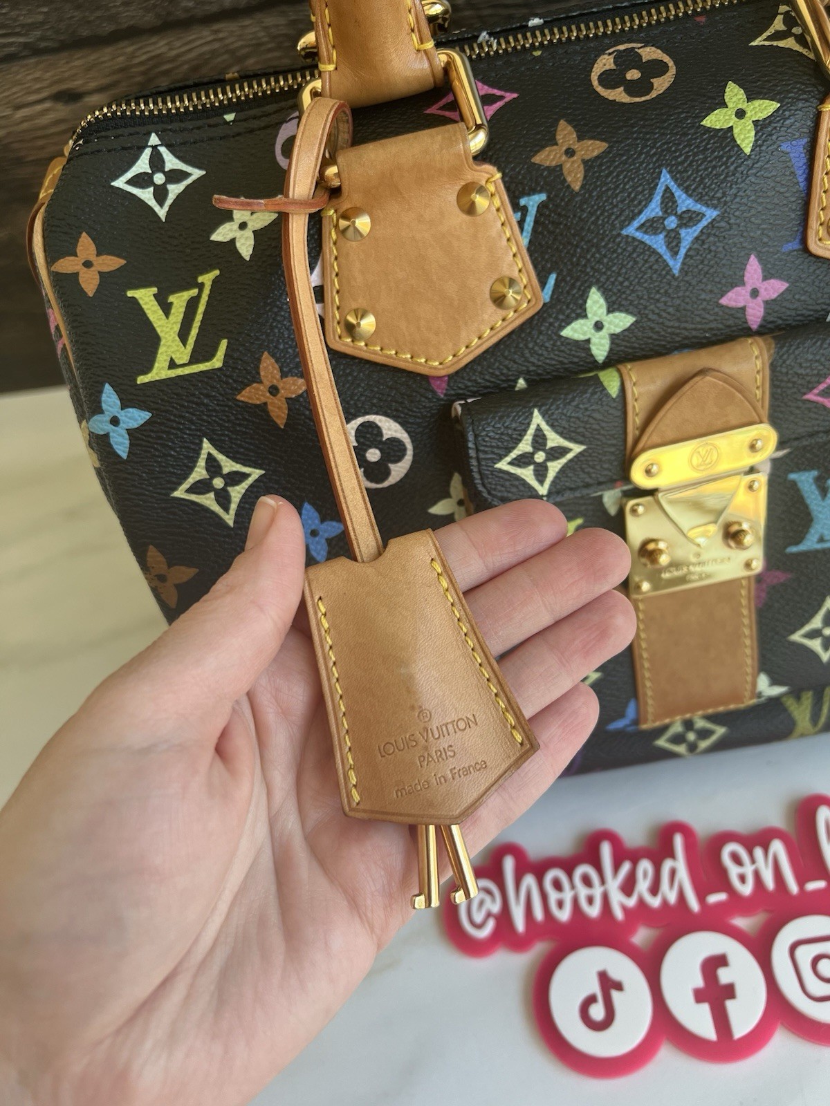 Authentic Louis Vuitton Takashi Murakami Black Multicolor Speedy 30 Handbag Bag
