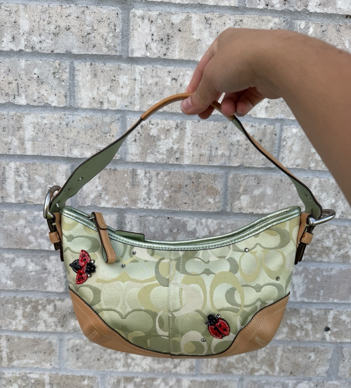 Coach Green Ladybug Shoulder Bag