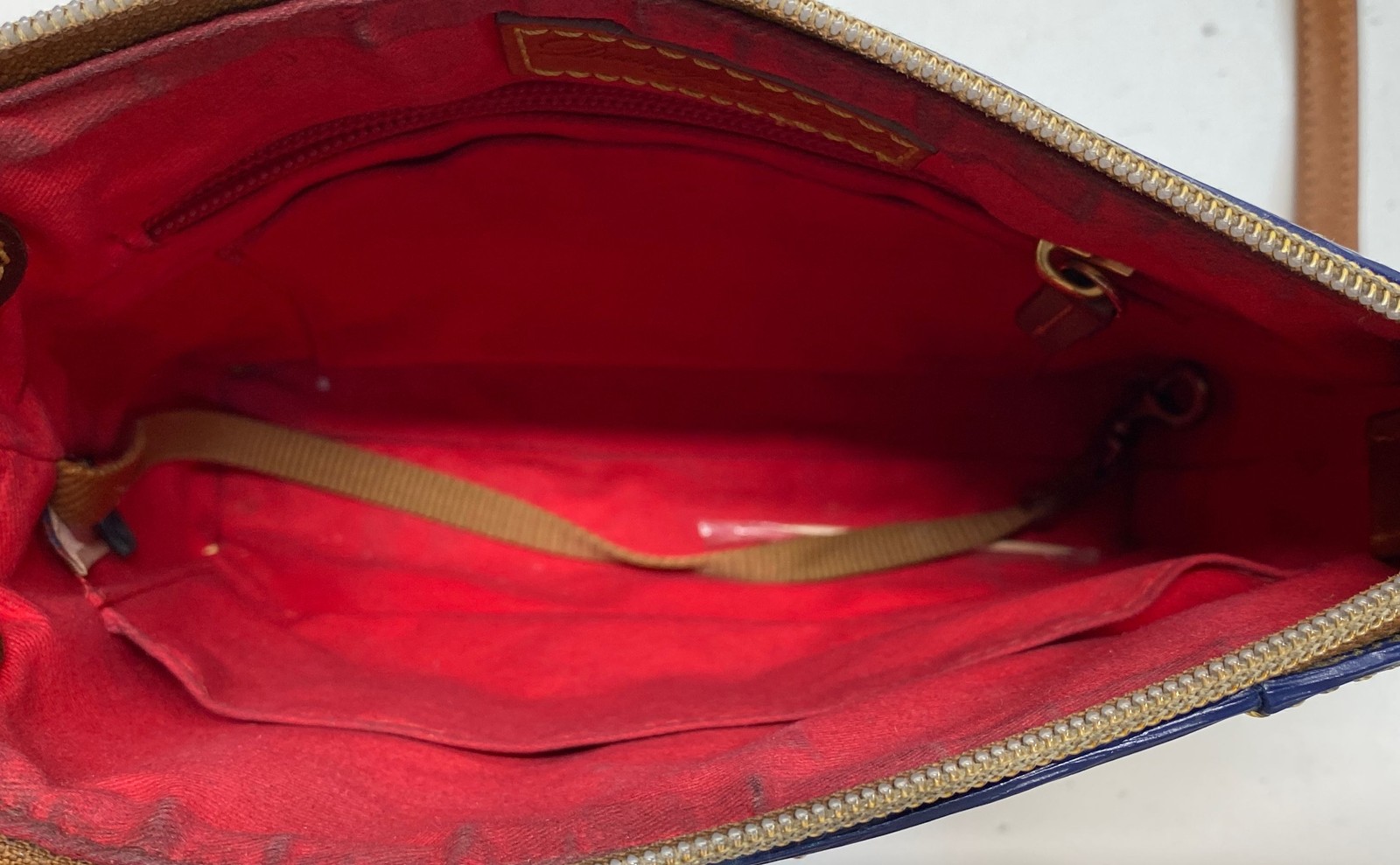 Dooney & Bourke Blue Textured Leather Crossbody Bag Gold Hardware