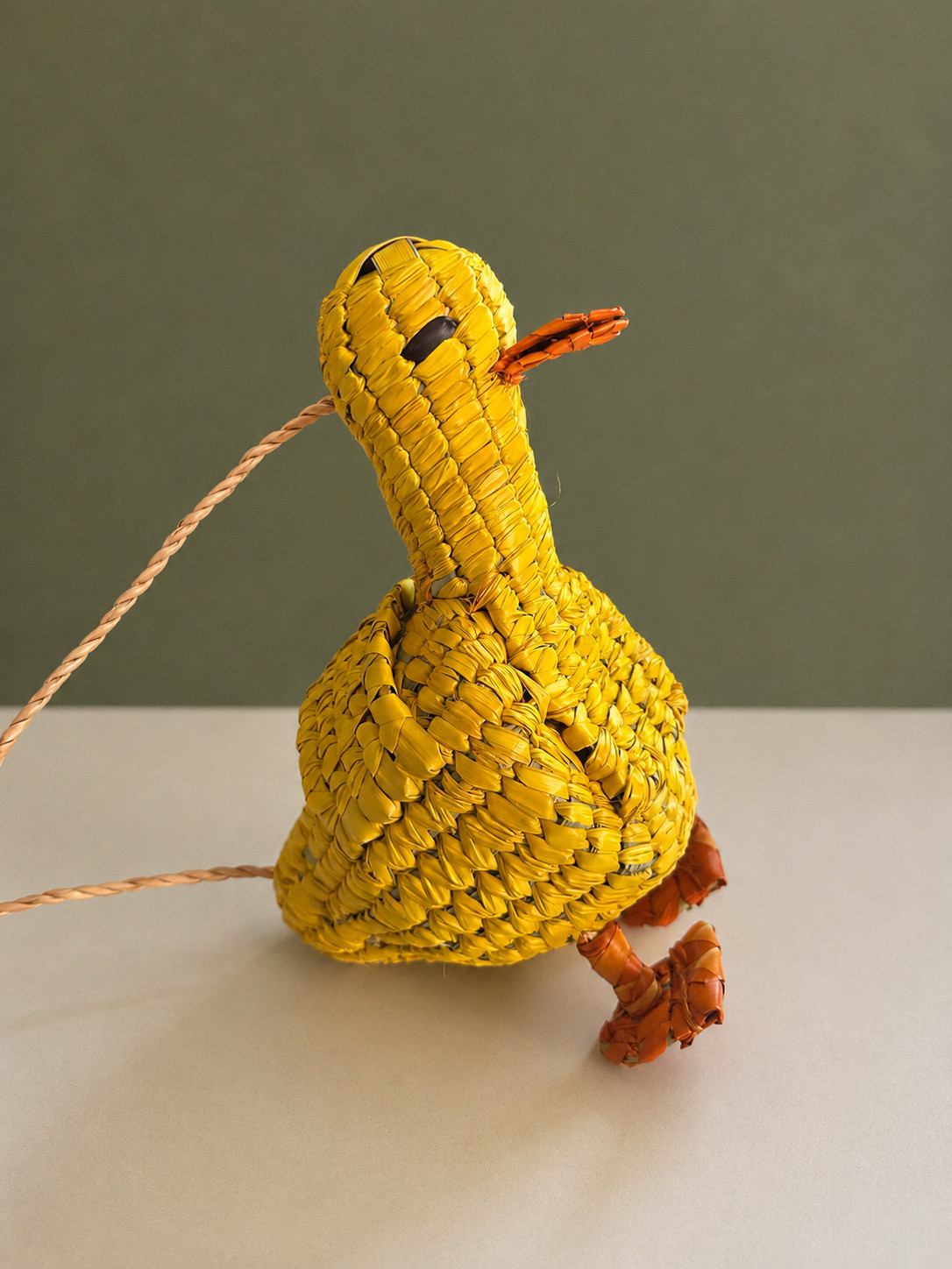Handwoven Palm Leaf Duck Purse Querétaro Mexico Novelty Shoulder Bag