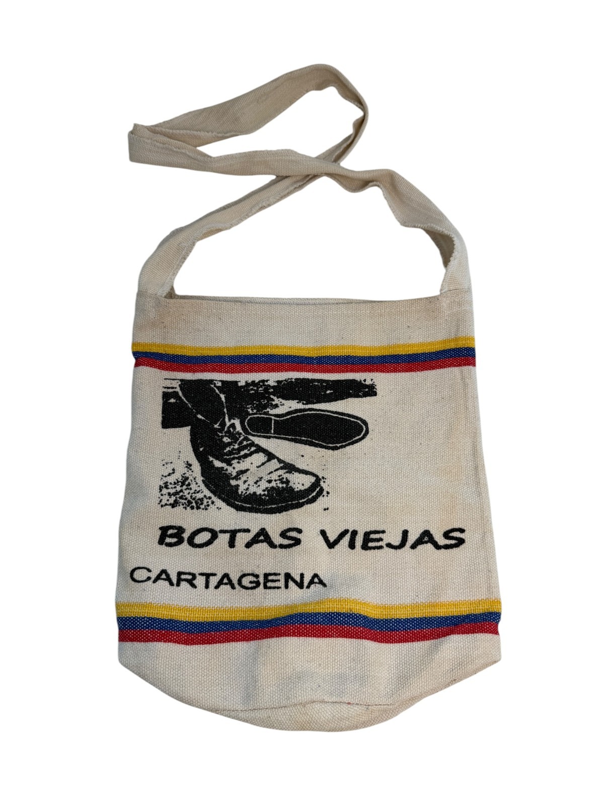 Canvas Crossbody Tote Purse Bag Cartagena Columbia “Old Boots” Graphic Hippie