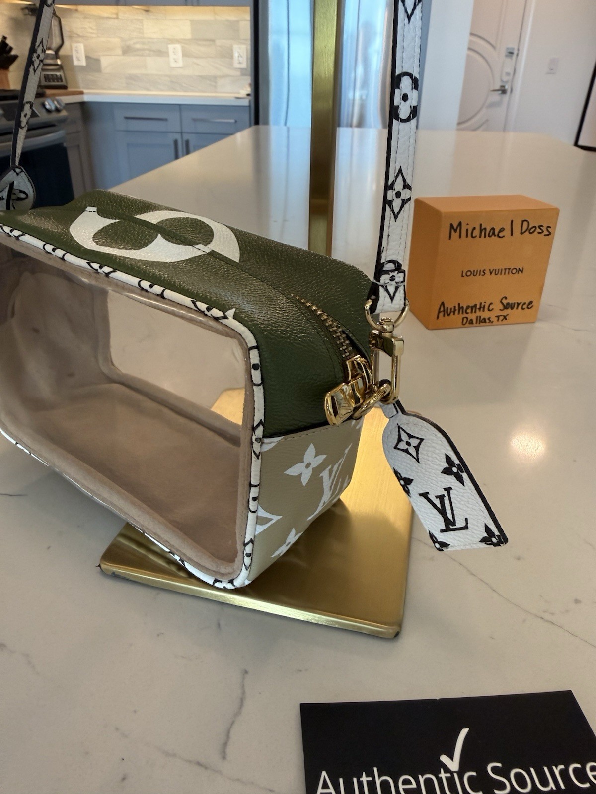 Louis Vuitton Beach Pouch Giant Khaki Monogram Rare Clear Stadium Bag Limited