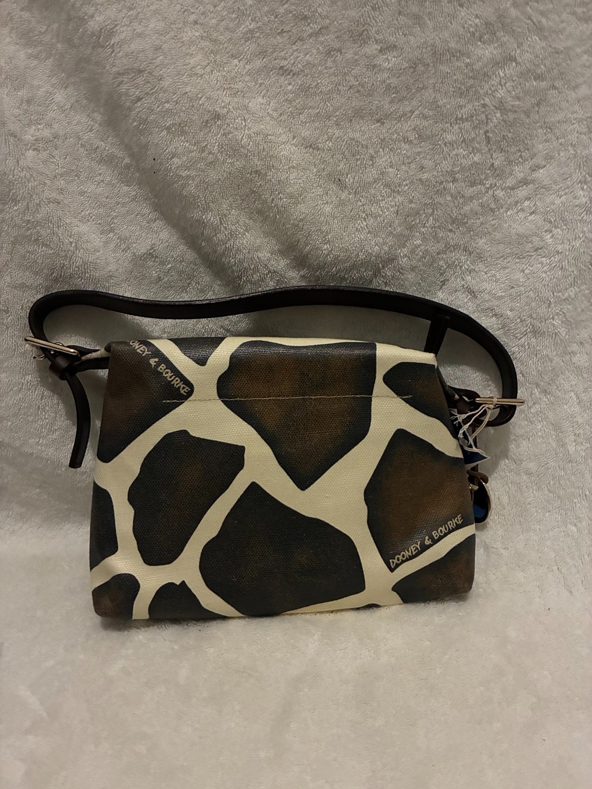 Dooney & Bourke USA Giraffe Print Canvas Leather Shoulder Bag w/ Dust Bag