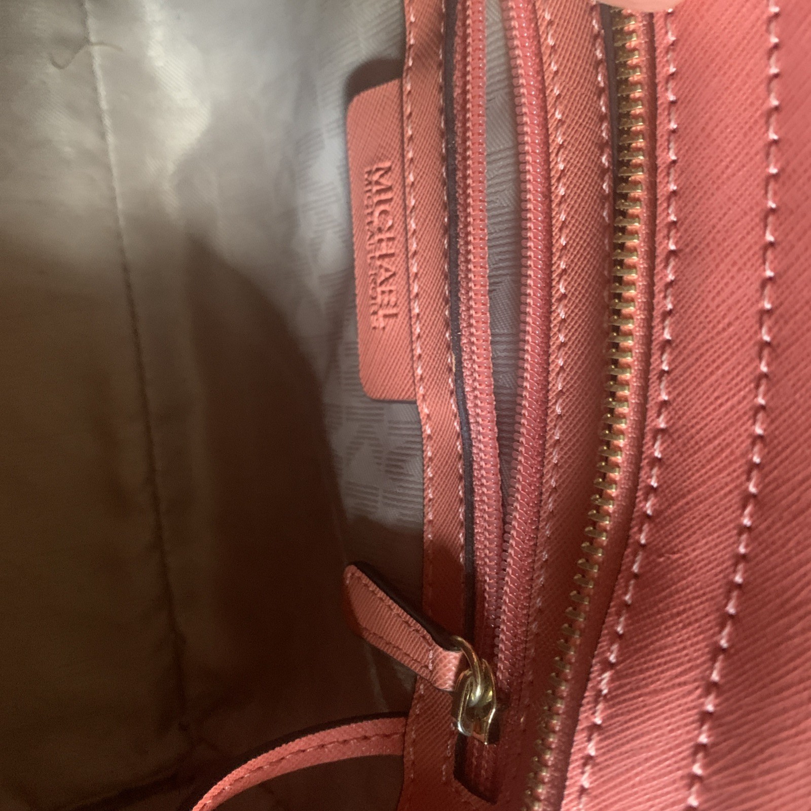 Michael Kors Selma Md Tile Patch Top Zip Satchel Pink grapfruit