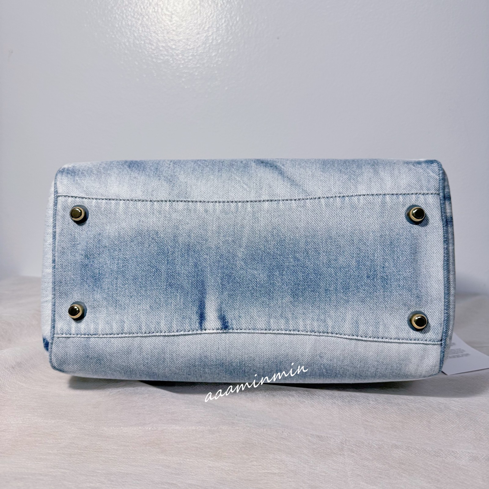 NWT Coach Rowan Large Satchel Bag In Loved Denim With Charms CDY75