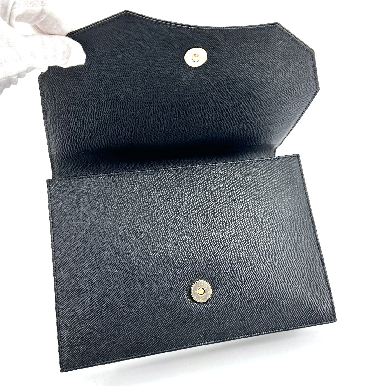 Saint Laurent Black Saffiano Leather Clutch Bag YSL Yves Saint Laurent Authentic
