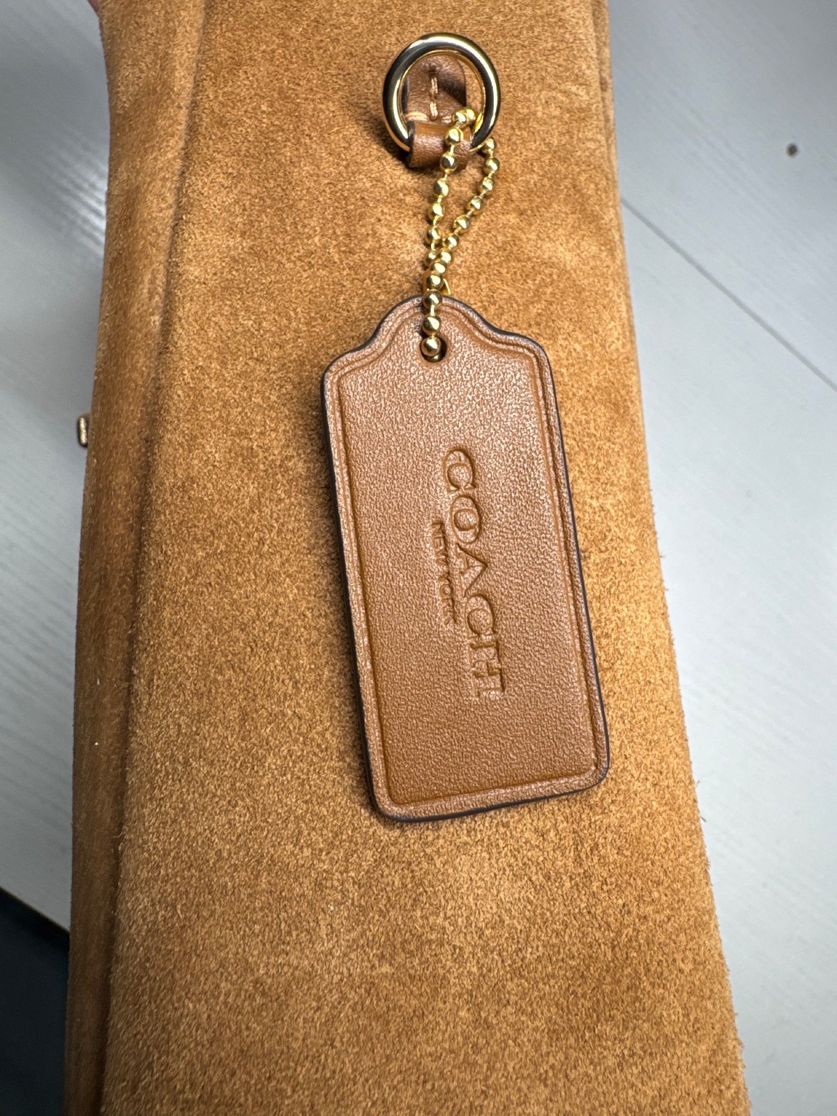 Coach Hadley Convertable Crossbody Bag Suede Gold/Sienna EUC