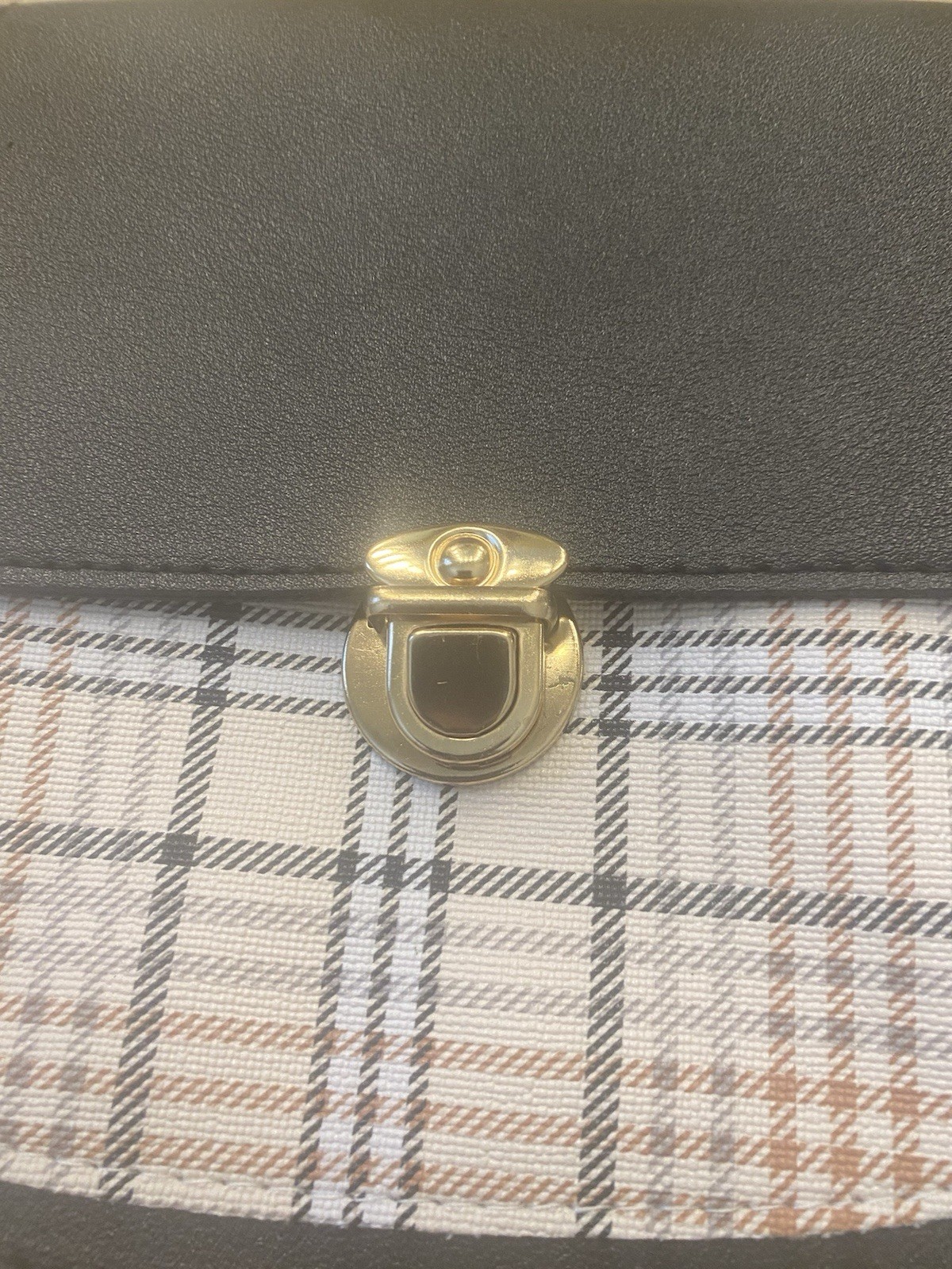 Black & Beige Plaid Small Clutch Purse