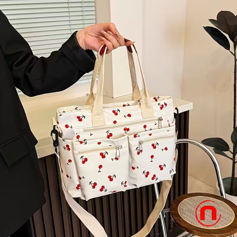 🍒👜 Cherry Print Shoulder Bag Cute and Trendy Everyday Style