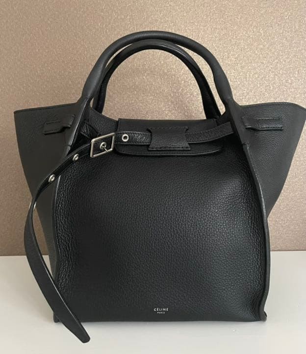 Celine Big Bag Small Handbag Calfskin Suede Black Silver Hardware