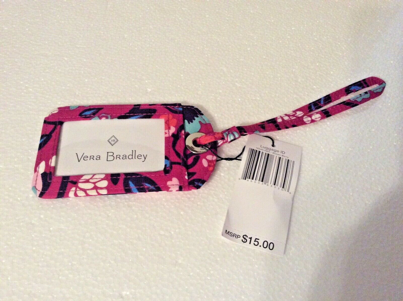 FREE SHIP Vera Bradley Luggage Tag ID with strap Bloom Berry New