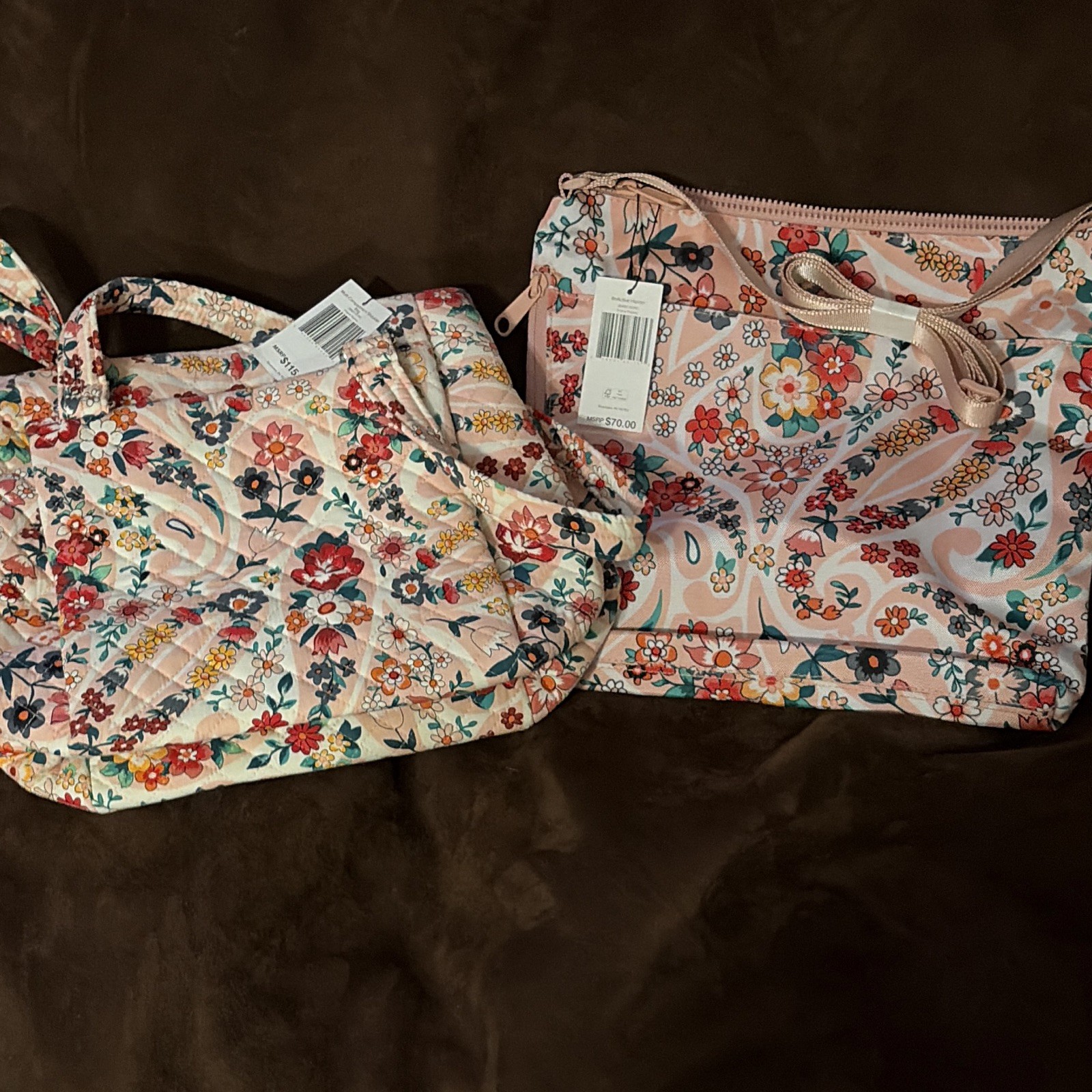 Vera Bradley Pink Multicolor Floral Quilted Cotton Set-prairie paisley