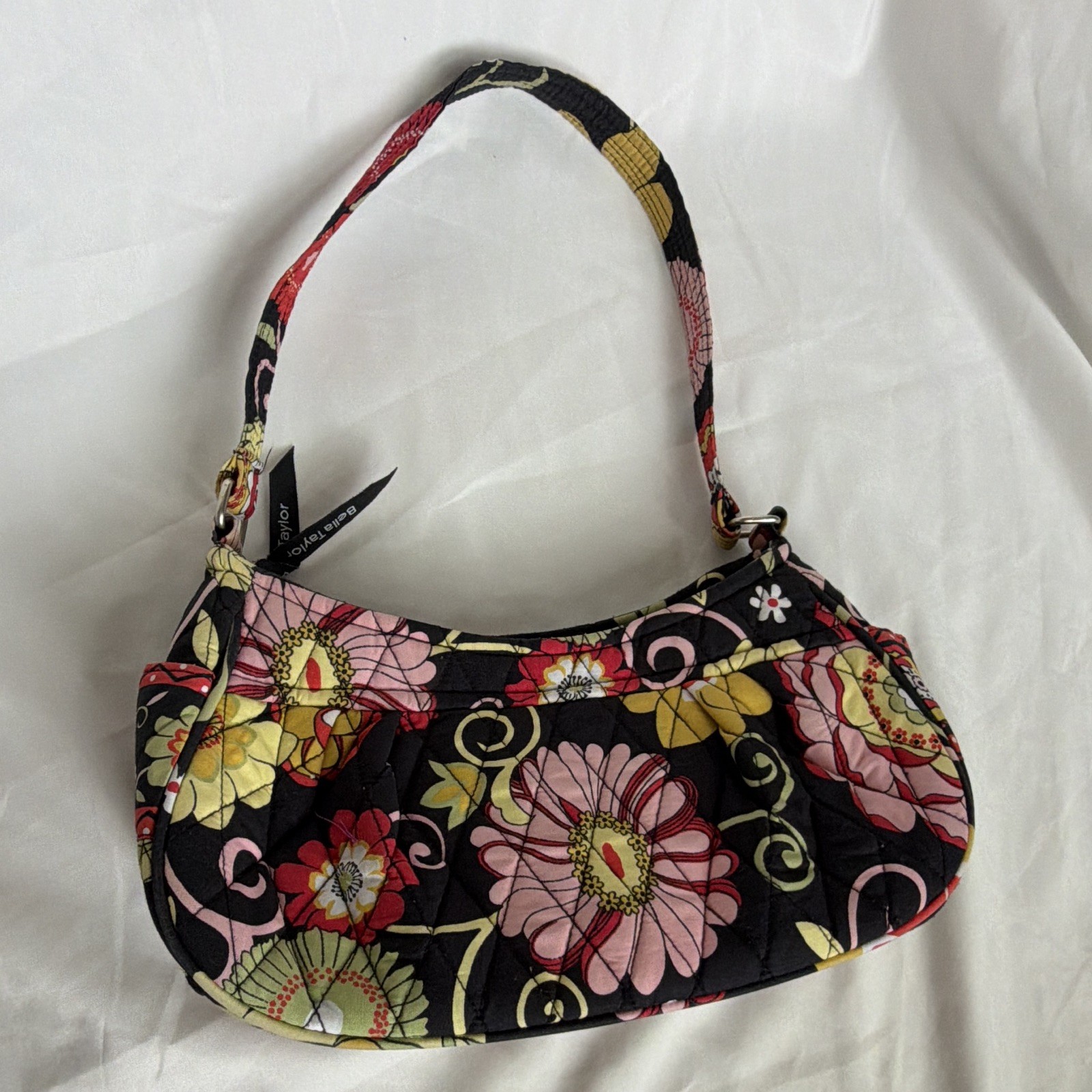 Bella Taylor Floral Quilted Crescent Bag w/ Zip Closure & Zip Wallet