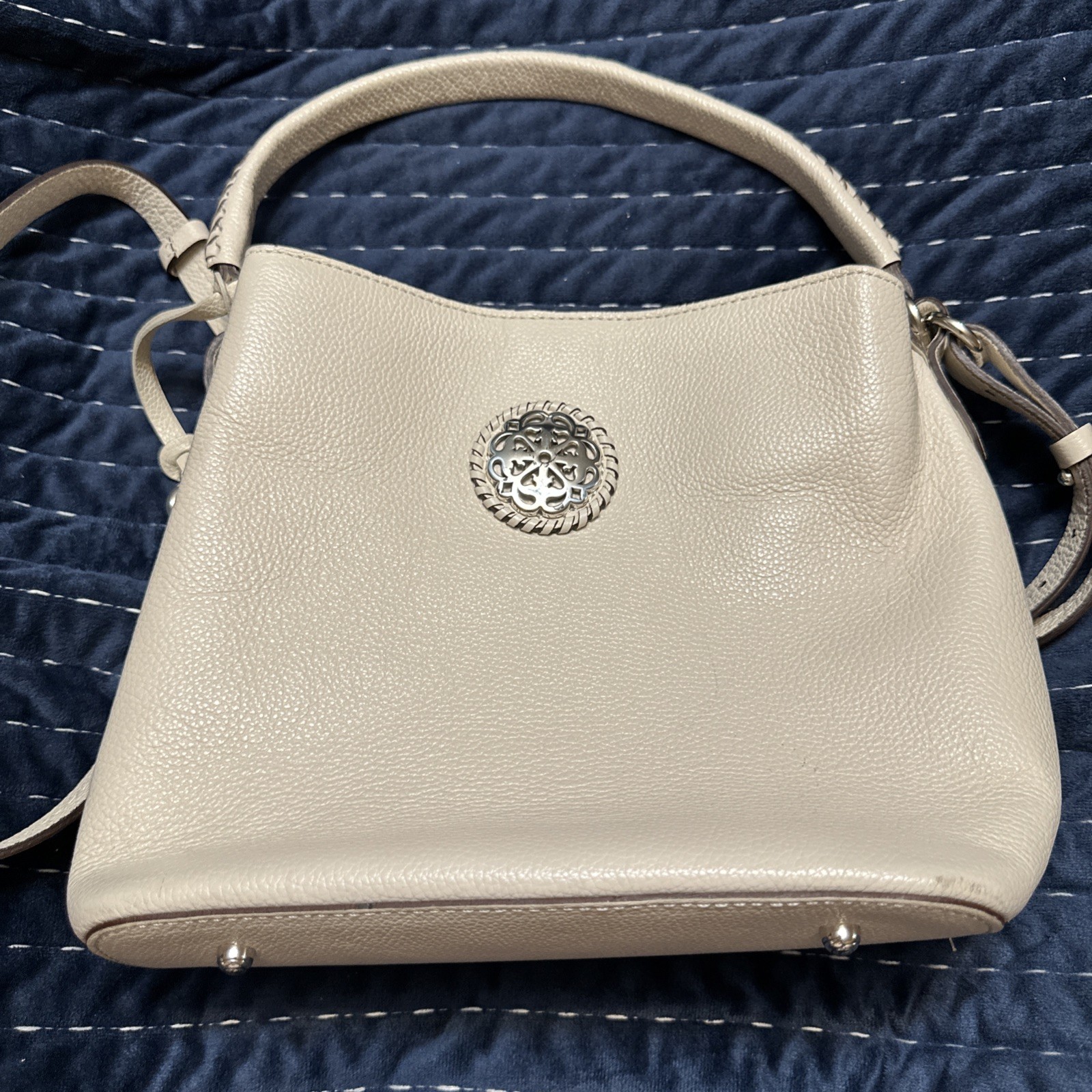 BRIGHTON FERRARA COLLECTION WHITE NOELLE BUCKET BAG CROSSBODY SHOULDER BAG $410
