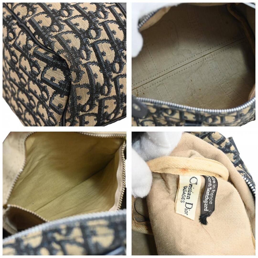 Used Dior trotter mini Boston bag handbag all over pattern beige navy