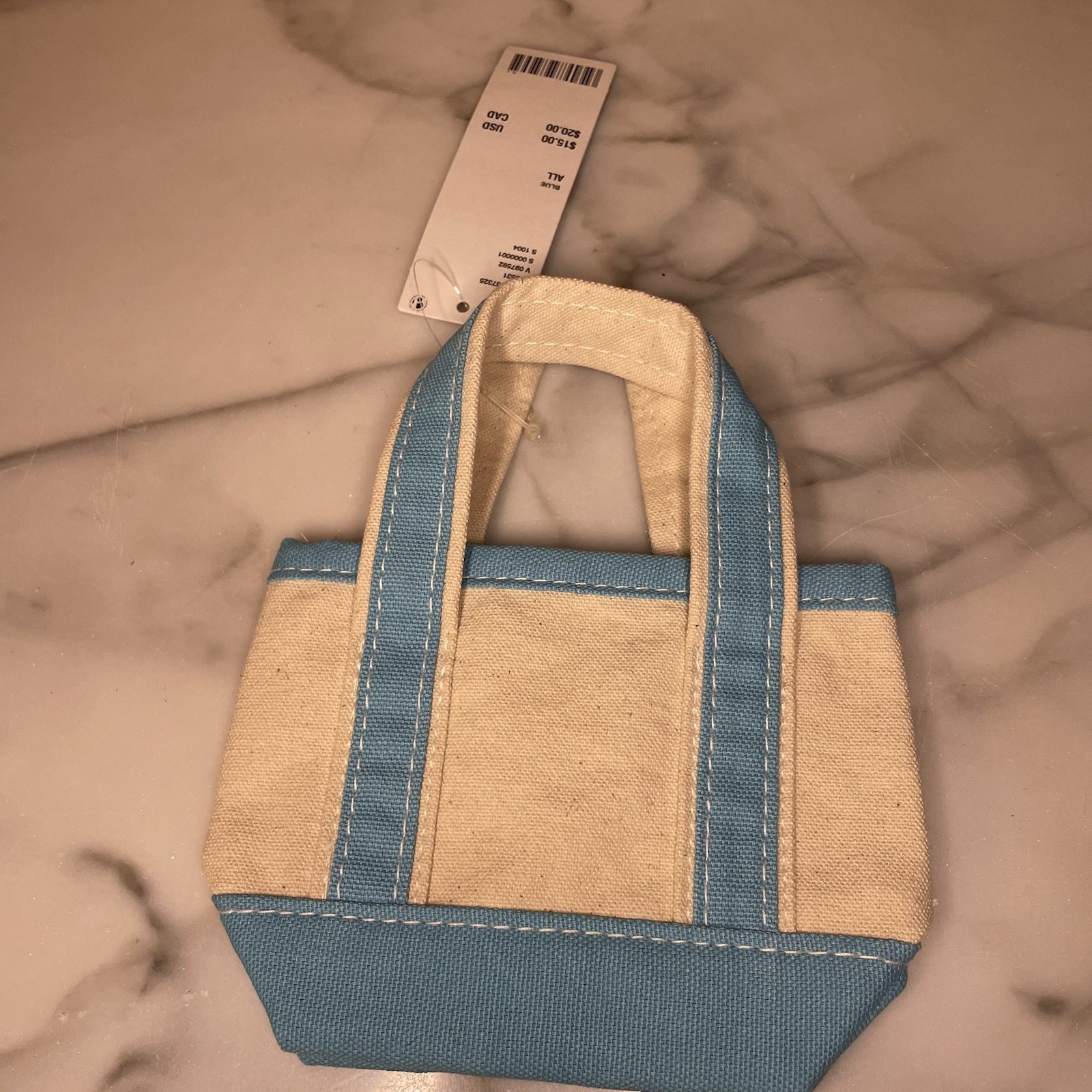 Urban Outfitters BDG Mini Canvas Tote Bag 6″ White with Blue Trim