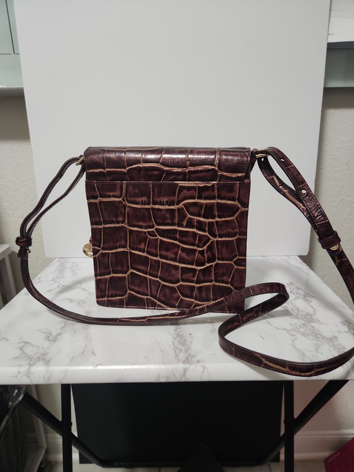 Brahmin Kimmie Crossbody Port Volition Plum Leather Bag w/ Built-in Wallet