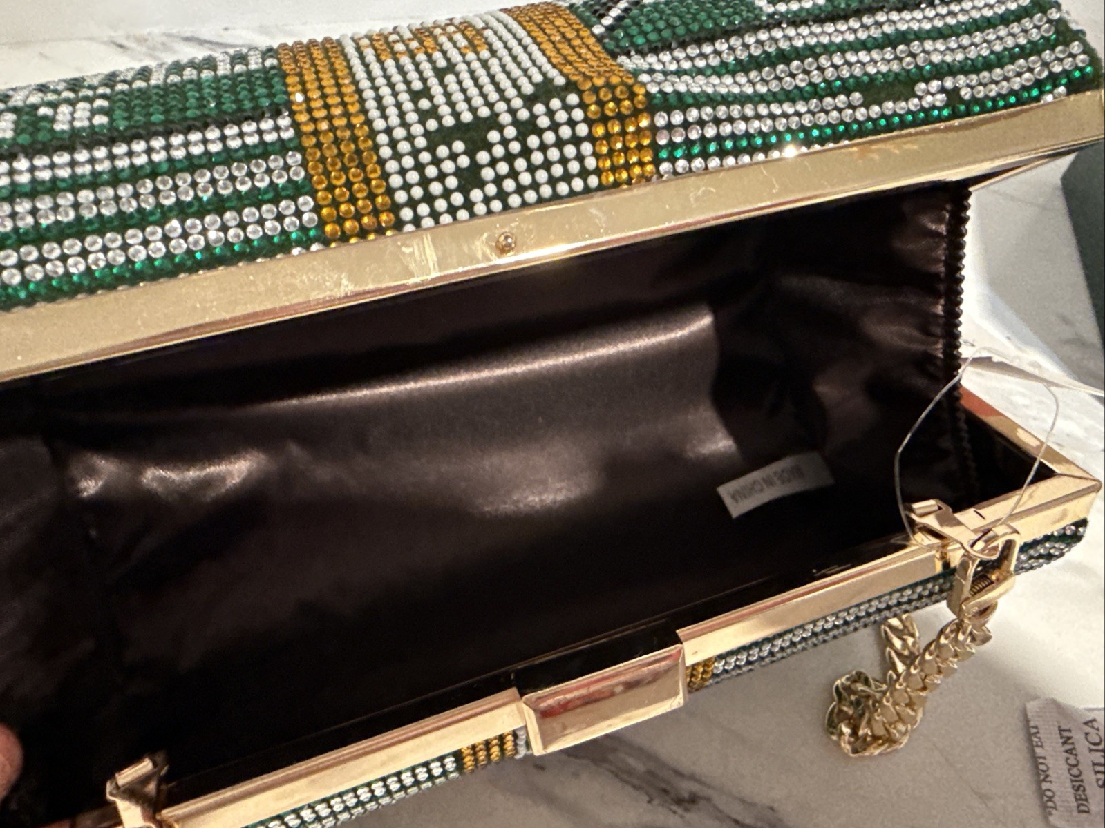 Money Roll Rhinestone Purse Novelty Handbag One Hundred Dollar Bill Round READ