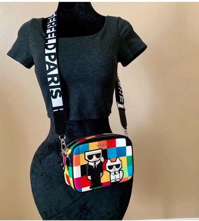 Karl Lagerfeld Maybelle Multicolor Checkered Satchel Crossbody bag