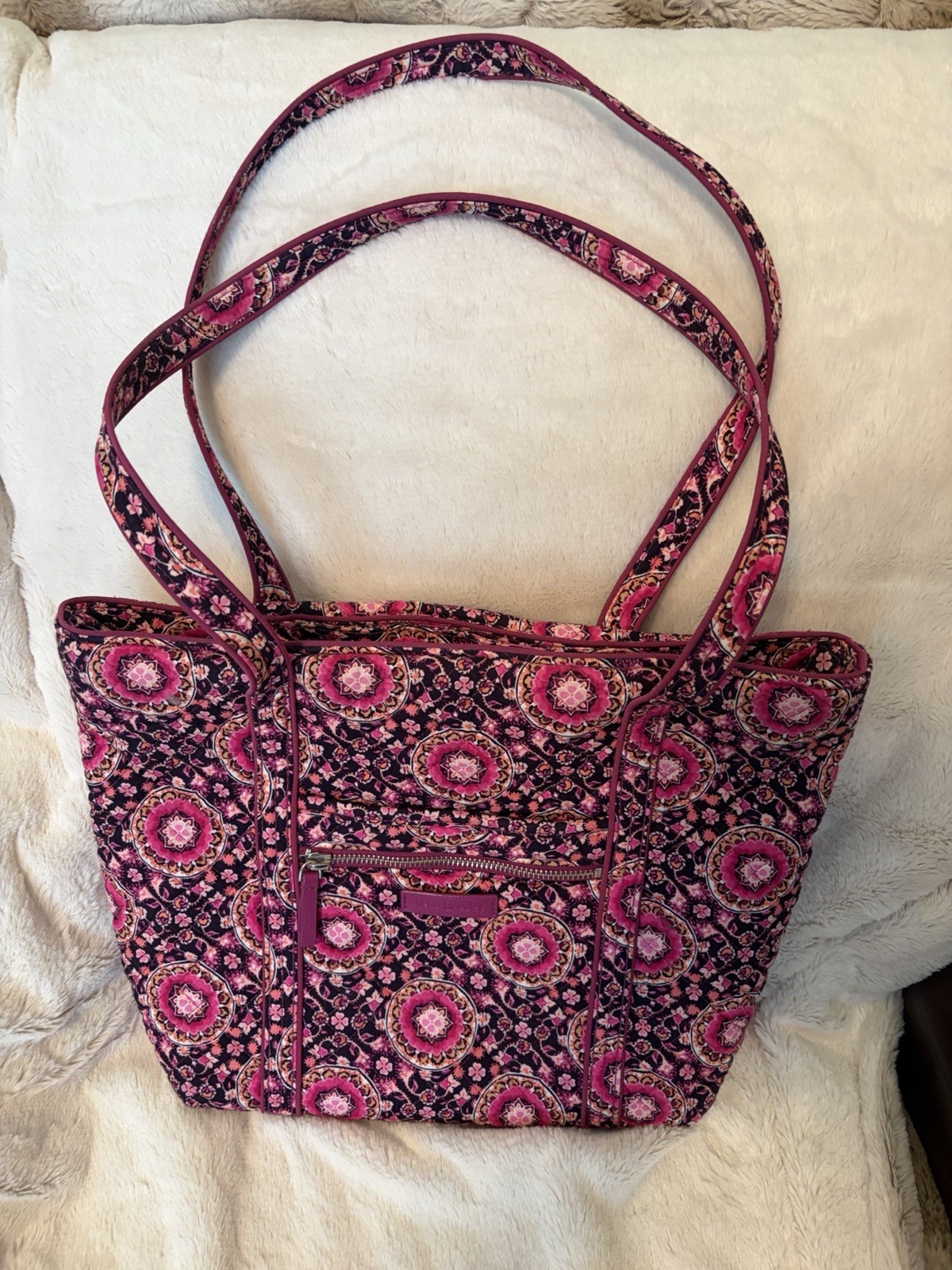 Vera Bradley ICONIC Small VERA TOTE BAG Performance Twill~Raspberry Medallion