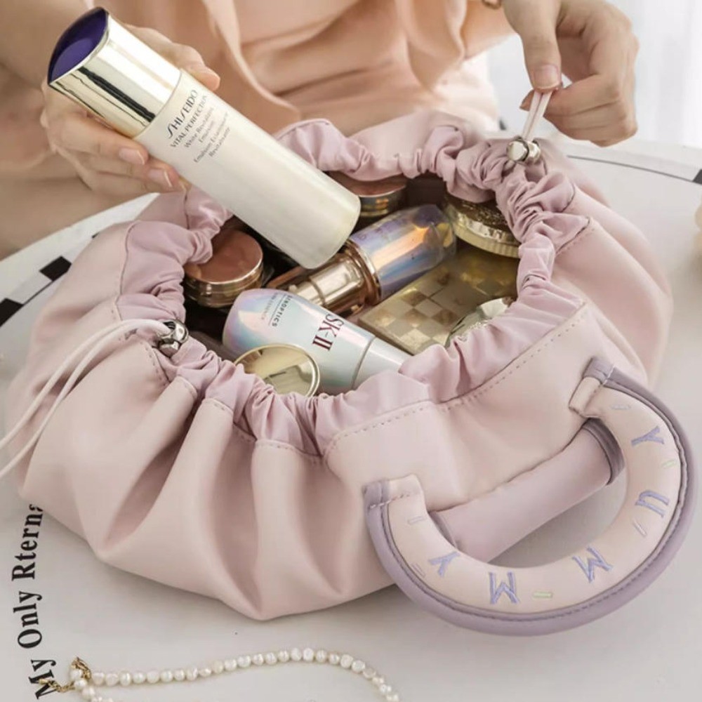 Lazy Makeup Bag for Women Portable Large Capacity Travel Storage Bag Drawstring