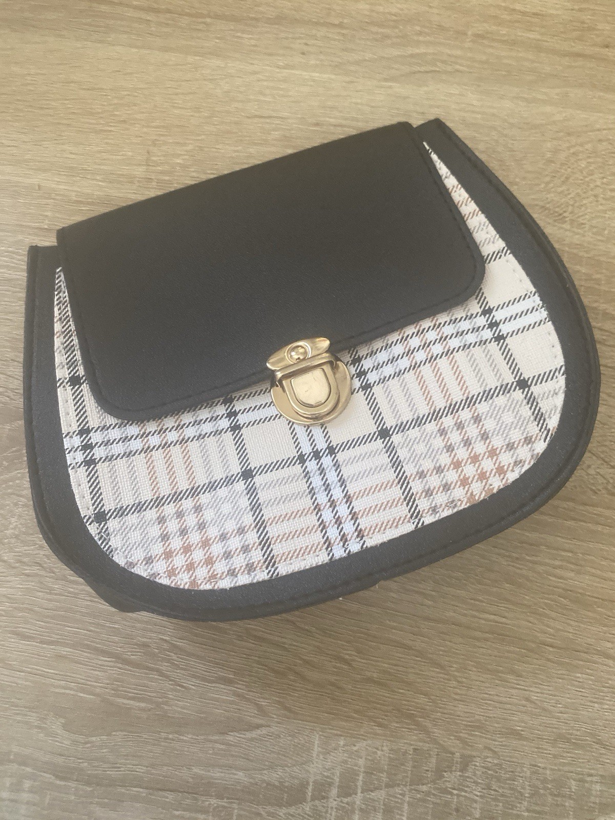 Black & Beige Plaid Small Clutch Purse