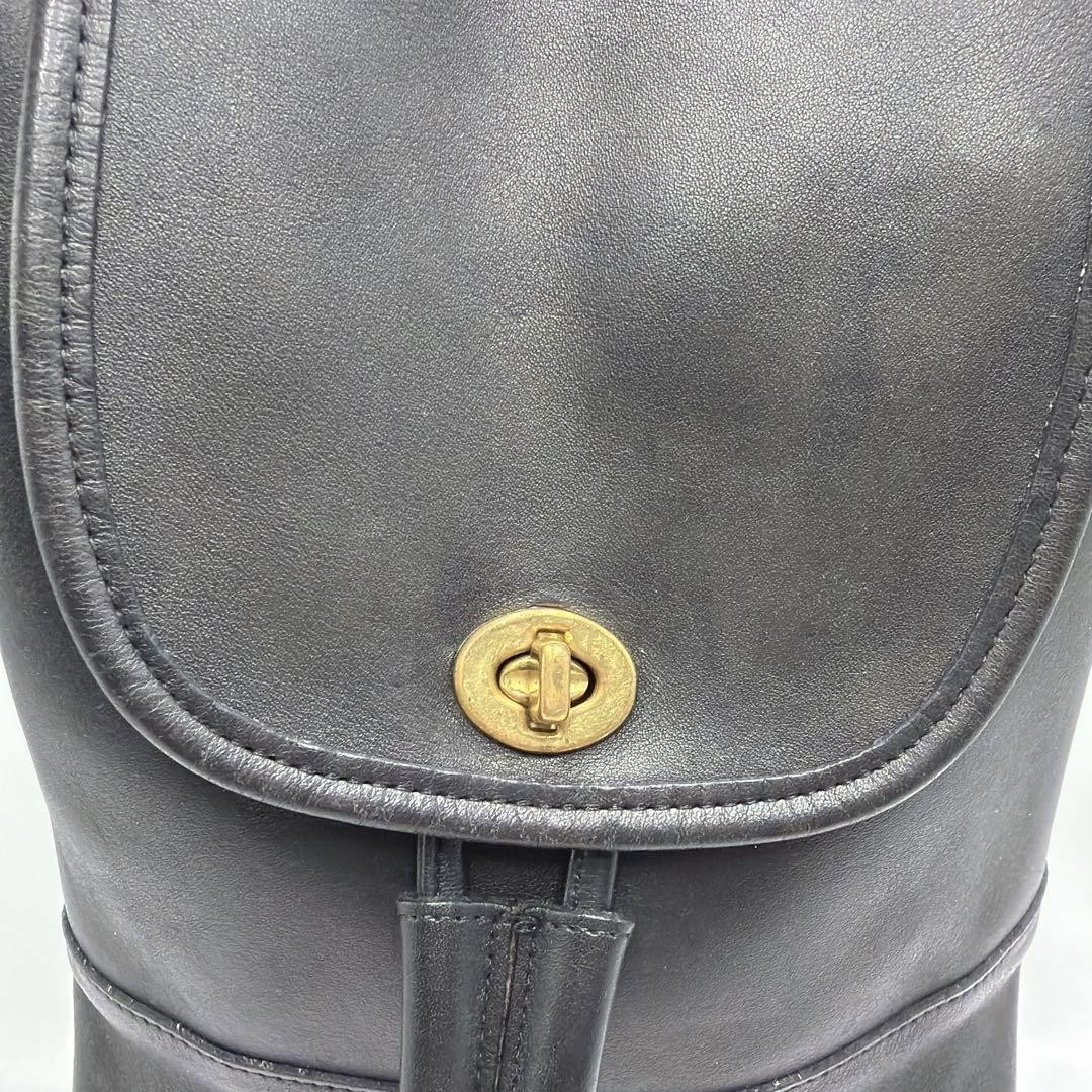 COACH 9960 Vintage Mini Backpack Turnlock Leather Black Gold Hardware From Japan