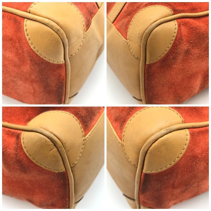 Authentic GUCCI Mini Boston Handbag Suede Leather G Logo Pattern 27.5cm Damaged