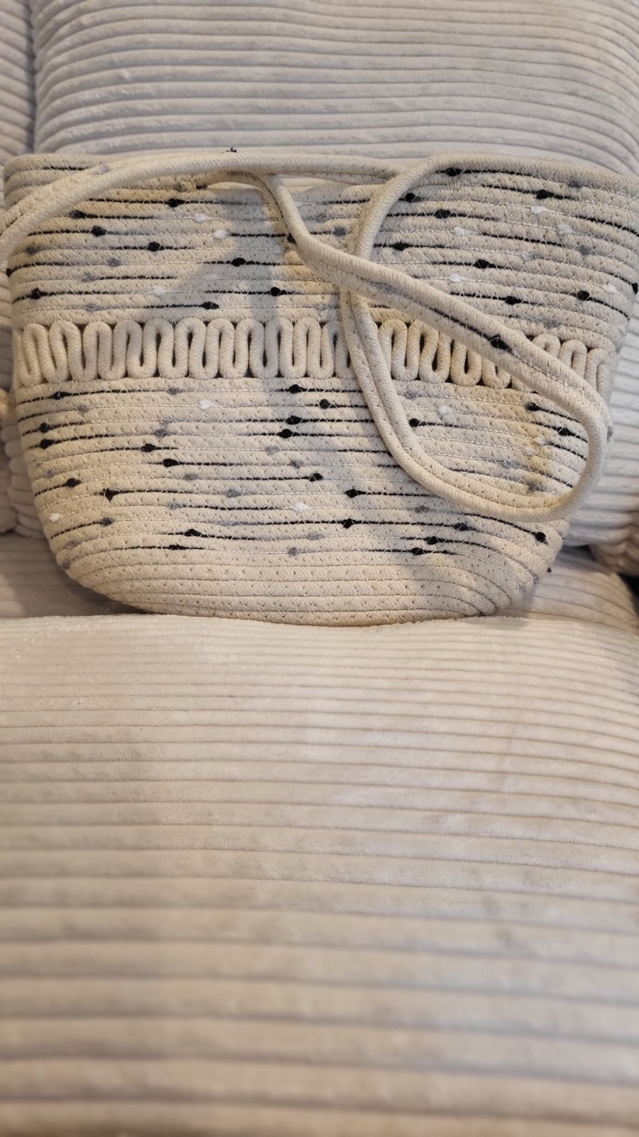 Women’s Beige Crescent Shoulder Bag Zip Closure Braided Adjustable Strap Pockets