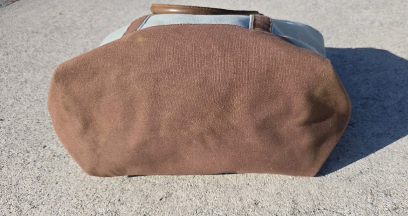 Restoration Hardware Large Zippered Tote Off Sage Brown Leather Handle Tote Bag