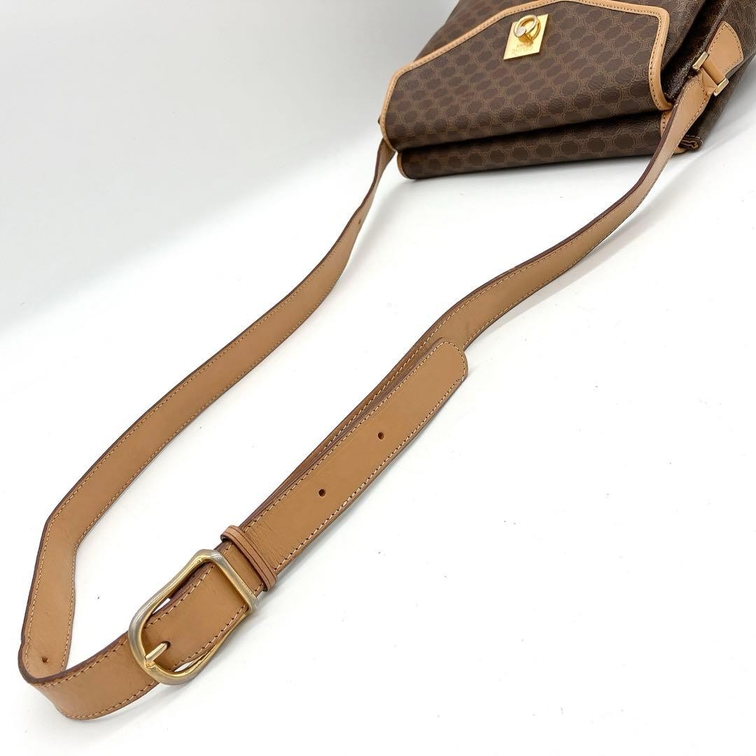 [CELINE] Shoulder Bag Macadam Print Gold Hardware Dark Brown Used Authentic