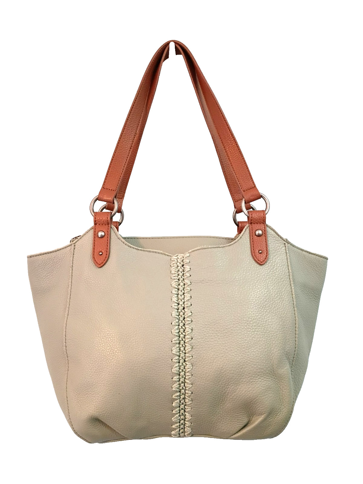The Sak Bolinas Leather Satchel Shoulder Bag Pale Sage Green 15″x10″x5″