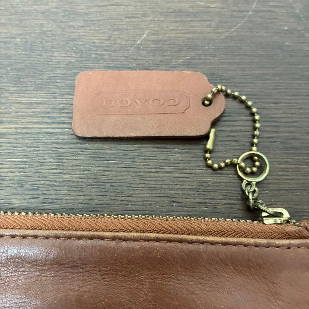 COACH Chunky Case Slim Pouch Vintage Leather Brown Hang Tag Auth