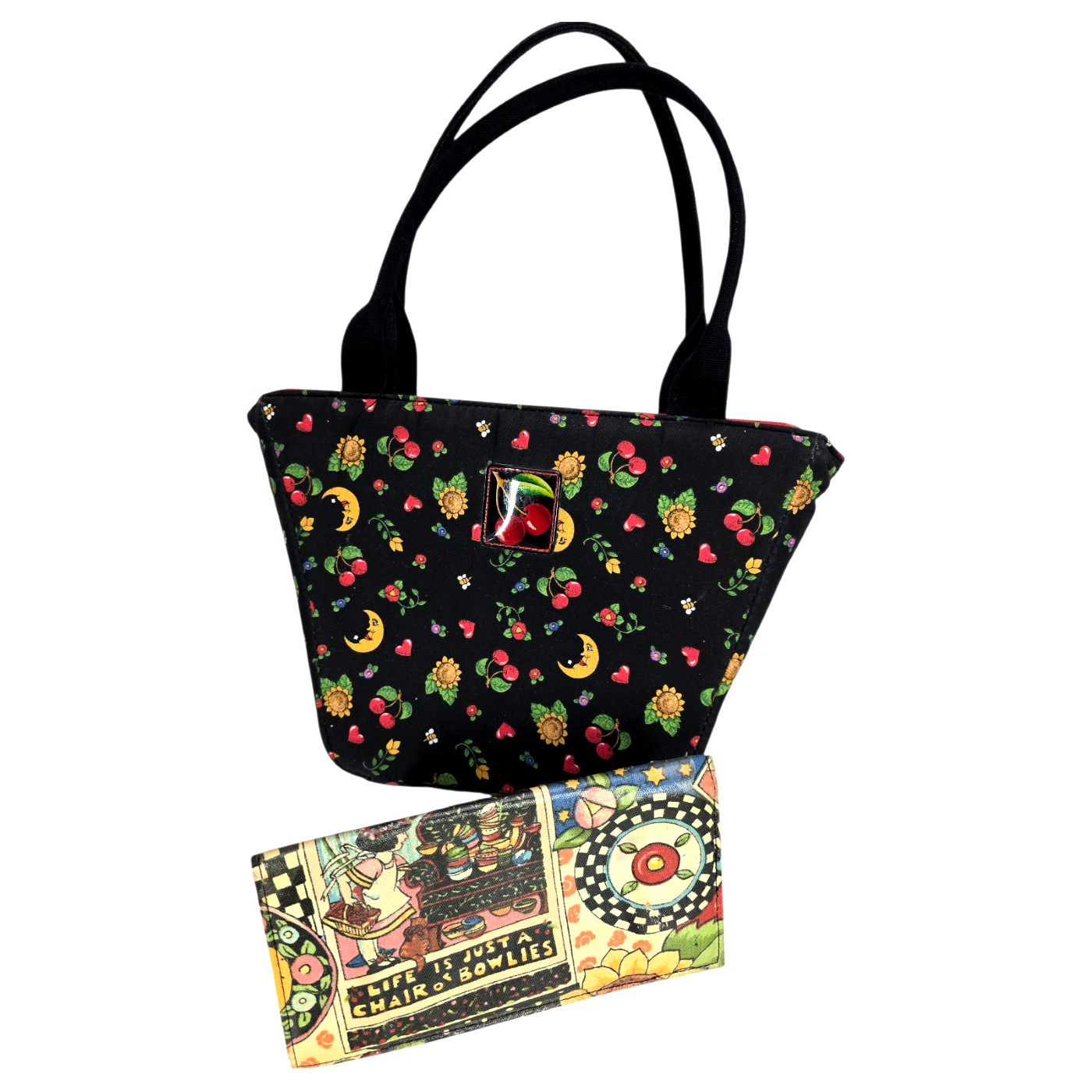 Mary Engelbreit Purse Checkbook Cover Folio Small Tote Bag Snap Closure Handled